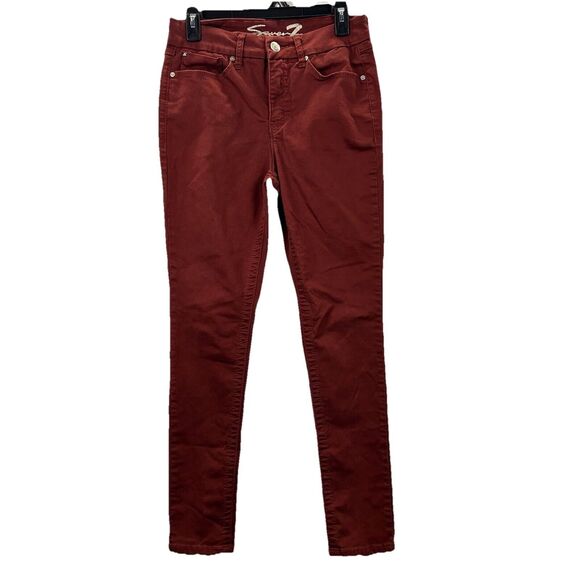 Seven 7 Tummyless High Rise Skinny Jeans Womens 8 (27 X 27.5) Fired Brick Red - Picture 1 of 13